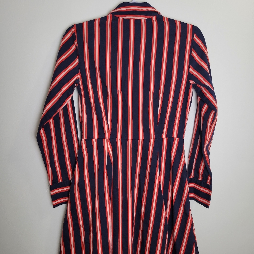 Boden Navy and Coral Stripe Midi Shirt Dress - Picture 5 of 9